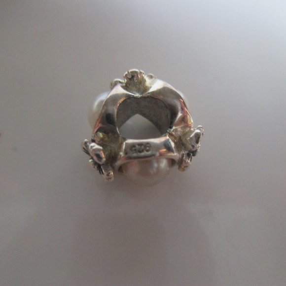 Pandora Charm Silver with Pearl Beads Vintage Triangle bead for bracelet - Picture 3 of 4